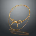 Elegant Gold Headband With Bow Design And Dainty Chain Details