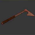 Handcrafted Axe Weapon With Wooden Handle And Sharp Metal Blade Design 3d model