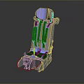 Modern Public Chair 3D Render With Green Seat And Blue Backrest Ergonomic Structure