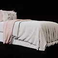 Cozy Children's Bed With White Sheets Pink Blanket And Decorative Pillows