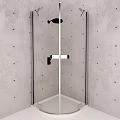 Modern Rainfall Shower Head in Glass Enclosed Shower with Concrete Walls