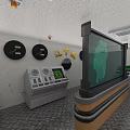 Warship Control Room Interior With Multiple Control Panels Screens Dials And Seats 3d model