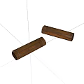 Two Brown Cylindrical Wooden Bamboo Decorative Objects With Striped Design 3d model