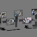 Professional Surveillance Control Station With Multiple Monitors And Workstation Equipment