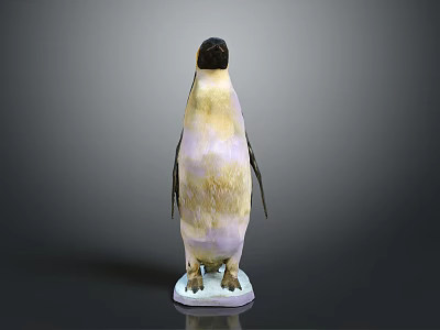 Standing Penguin Model With Yellow White Black Feathers On White Base 3d model