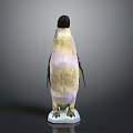 Standing Penguin Model With Yellow White Black Feathers On White Base