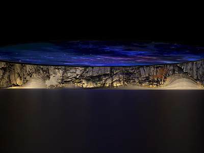 Tranquil Karesansui Garden With Rock Formations Water Reflection And Starry Lighting 3d model