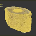 Natural Wood Stone Decorative Block With Circular Center And Rustic Texture