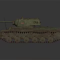 Green Military Tank With Weathered Surface Turret And Armored Tracks On Dark Background