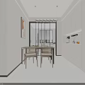 Modern Dining Living Room Interior With Dining Table Chairs Cabinets And Pendant Lights