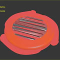 Modern Electronic Appliance With Circular Orange Silver Design And Striped Surface 3d model
