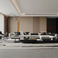 Modern Living Dining Room Interior Design With Large Windows Sofa Coffee Table And Chairs