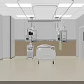 Modern Operating Room Interior With Surgical Bed Medical Equipment And White Walls