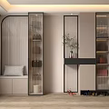 Modern Shoe Cabinet Design With Glass Doors Bench Decorative Plant And Storage