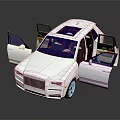 White Luxury Car With Open Doors Sunroof And Elegant Exterior Design