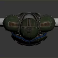 Sci Fi Character Combat Armor Featuring Green Blue Protective Gear Design