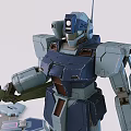 Detailed Blue Mecha Robot Model Holding Rifle Shield And Scattered Parts