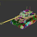 Detailed Green Military Tank Model With Long Cannon Tracks And Top Antennas