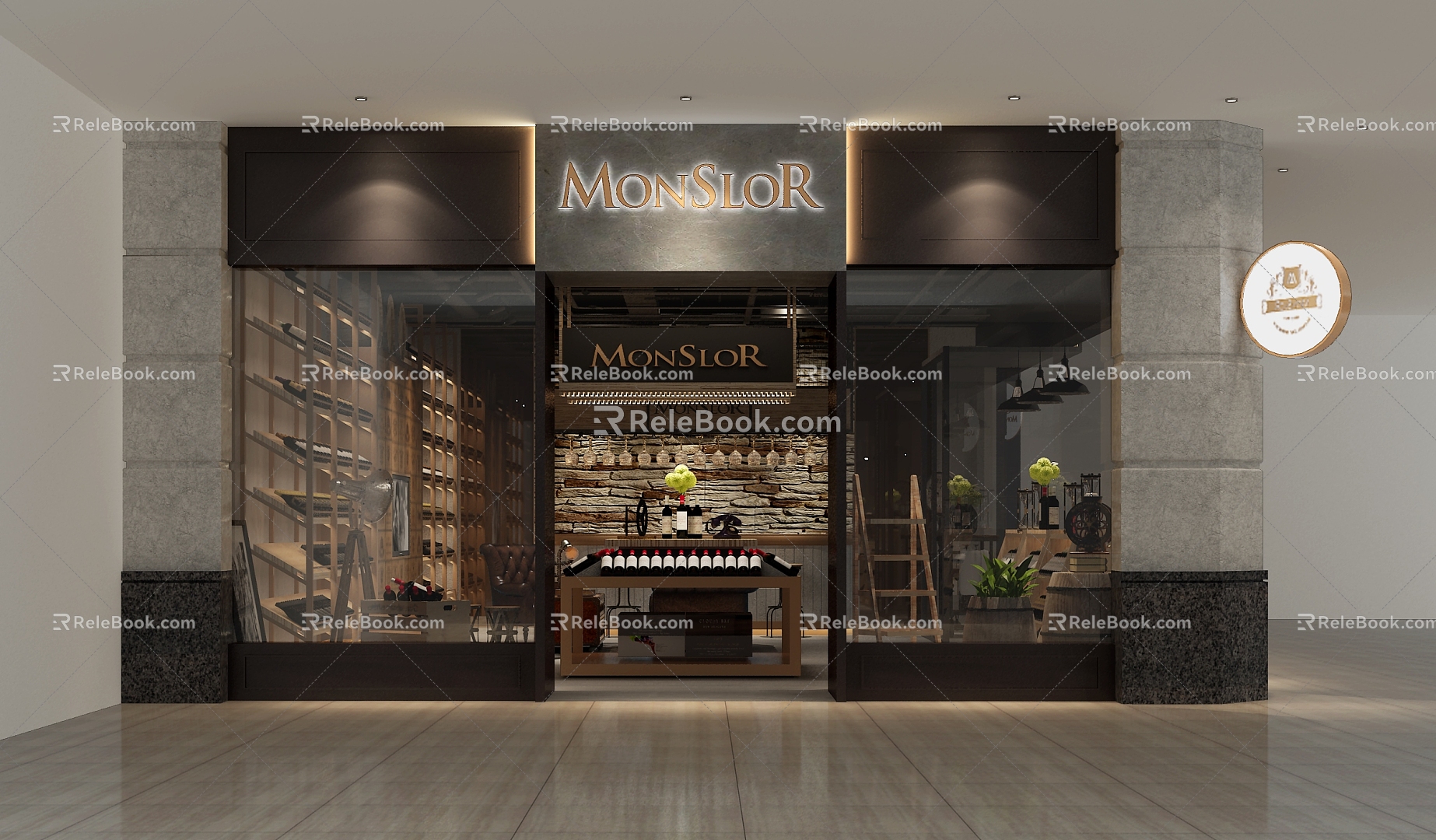 Exquisite wine store in industrial style mall 3d model