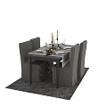 Dining Table and Chairs Festively Decorated with Tablecloth Plates Cutlery Candles and Christmas Ornaments