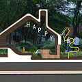 Modern Corridor Frame Landscape Frame Seat Under-forest Tree House Modeling Card Seat Characteristic Bus Station Landscape Pavilion Leisure Post Station Rest Corridor Frame 3d model