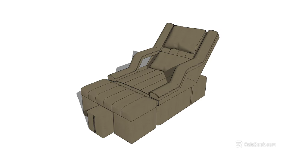 Modern Brown Recliner Chair With Comfortable Backrest Armrests And Footrest 3d model 