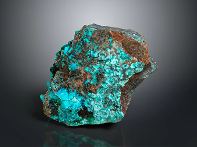 Natural Wood Stone With Blue Green Crystalline Patterns And Brown Mineral Base Texture 3d model