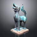 Artistic Bronze Mythical Beast Sculpture With Wings Standing On Square Base