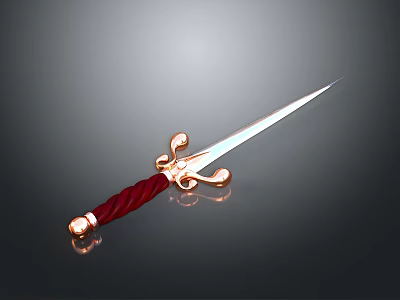 Decorative Vintage Sword With Red Wrapped Grip And Golden Hilt Details 3d model