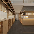 Wooden Open Layout Restaurant Interior With Tables Chairs Hanging Posters And Natural Light