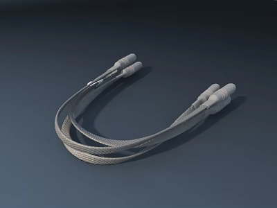 Braided Cable Bridge With White Plugs In U Shape On Dark Background 3d model