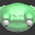 Green Frog Doll with Big Eyes and Human Like Body Standing on Dark Background
