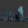 Cartoon City Scene With 3D Modeled Skyscrapers And Vibrant Urban Buildings