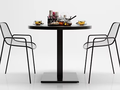 Industrial LOFT Casual Table and Chair Combination Casual Dining Table Chair Ornaments Combination 3d model