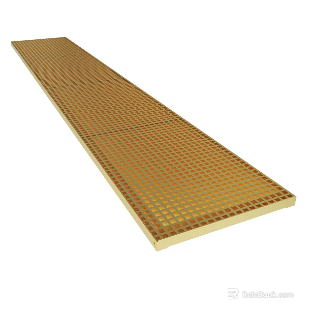 Golden Grid Panel With Long Rectangular Structure And Square Decorative Patterns 3d model