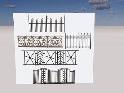 Ornamental Iron Fence Designs With Various Decorative Patterns And Styles 3d model