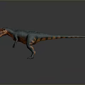 Realistic Dinosaur 3D Model In Green And Orange Standing On Gray Background