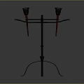 Metal Candle Holder Stand With Two Candle Holders And Tripod Base