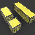Three Yellow NOVA Containers for Household Items Storage with Metal Structure