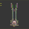 Twin Tower Mechanical Equipment With Circular Base And Detailed Components 3d model