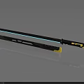 Modern Futuristic Sword With Glowing Blue Stripes Yellow Accents And Black Metallic Handle