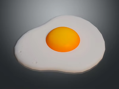 Chicken Egg Fried Sunny Side Up On Dark Background 3d model