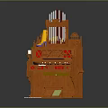 Orange Decorative Organ Instrument With Keyboard Pipes And Classic Design