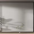 Modern Interior With Vertical Blinds Partition And Green Plants Light Shadows 3d model