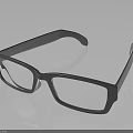 Modern Black Rectangular Glasses Frame Placed On Sleek Reflective Surface 3d model
