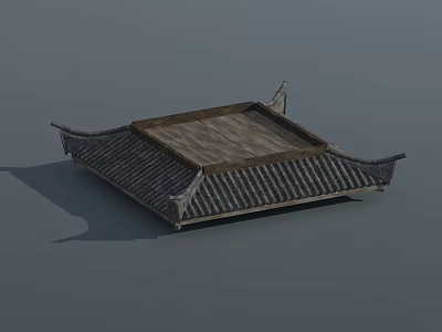 Traditional Chinese Architectural Roof Structure With Tile Surface And Curved Decorative Eaves 3d model