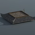 Traditional Chinese Architectural Roof Structure With Tile Surface And Curved Decorative Eaves