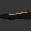 Pair of Women's Black Flat Shoes With Textured Upper And Light Brown Insole