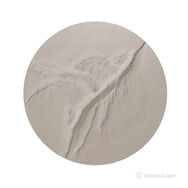 Minimalist Round Beige Textured Wall Decor with Branch Pattern for Modern Interior 3d model 