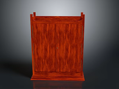 Traditional Red Wooden Furniture Cabinet With Double Doors And Natural Texture 3d model